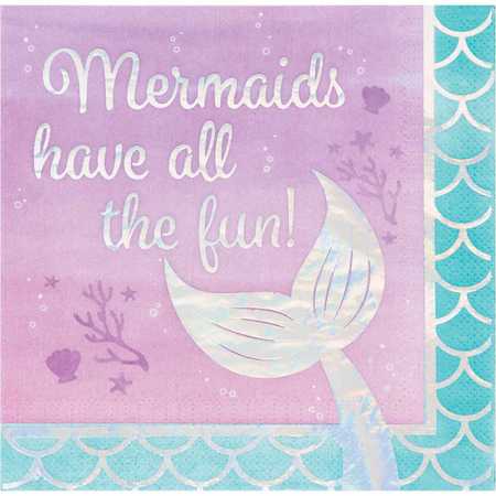 CREATIVE CONVERTING Iridescent Mermaid All The Fun Napkins, 6.5", 192PK 336717